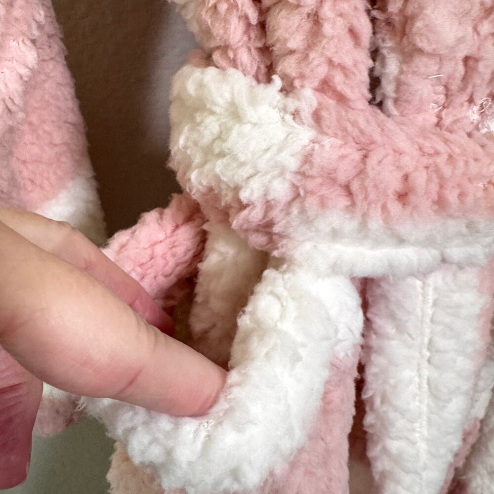 Sancturary Womens Shawl Collar Sherpa Robe Size L/XL Plush Checker Winter Pink - Picture 8 of 14